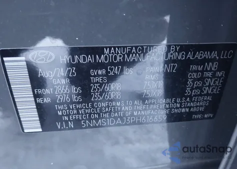 2023 Hyundai Santa Fe Se z USA, uszkodzony, nr VIN 5NMS1DAJ3PH616659